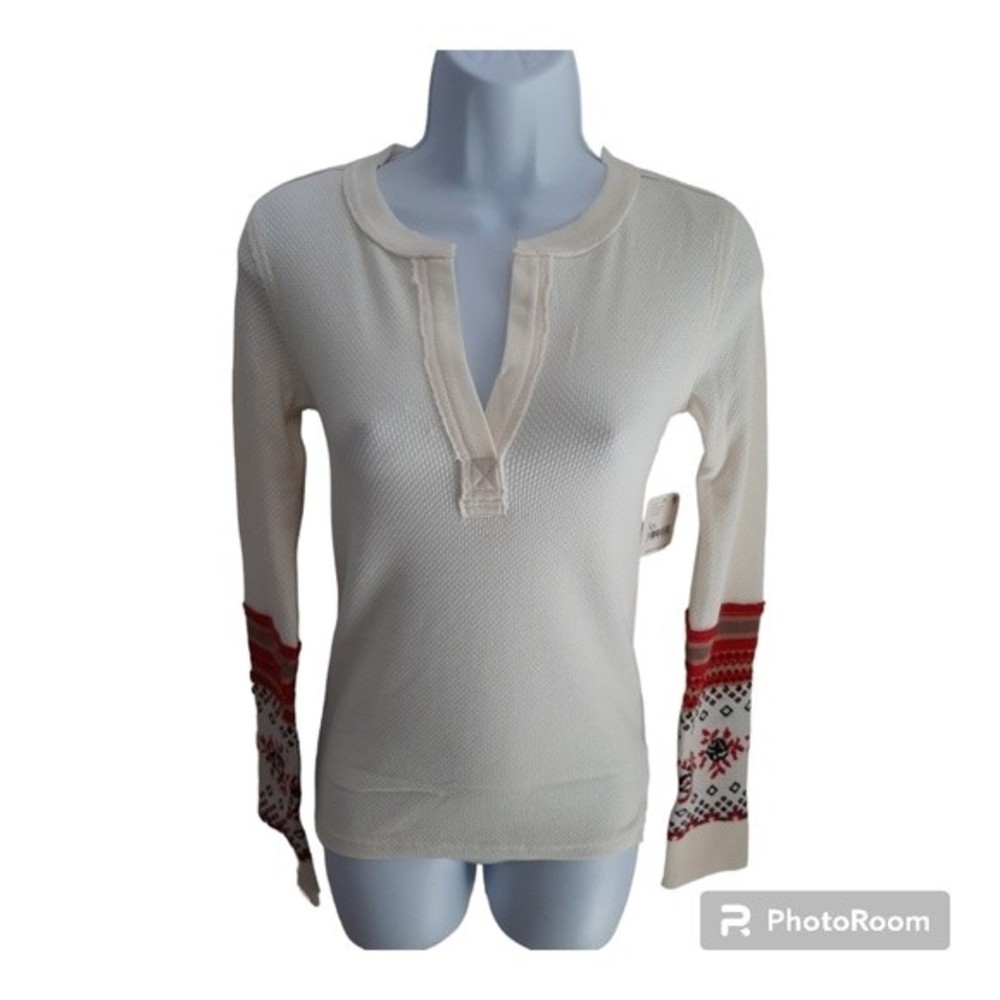 Women's, FREE PEOPLE,  Mikah Layering Cuff Sleeve Top in Cream Combo